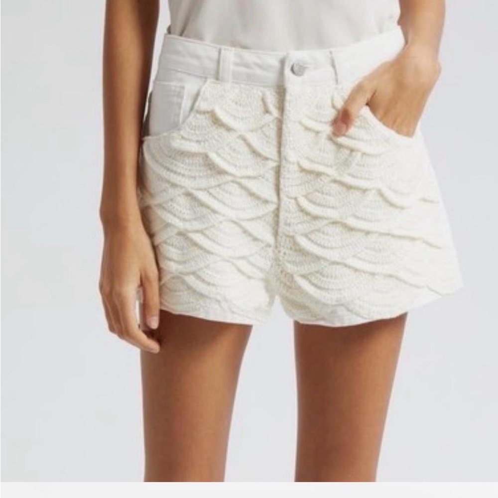 🦜NWT FARM Rio Cream High Waist Textured Shorts crochet size 27 NWT - Picture 4 of 10